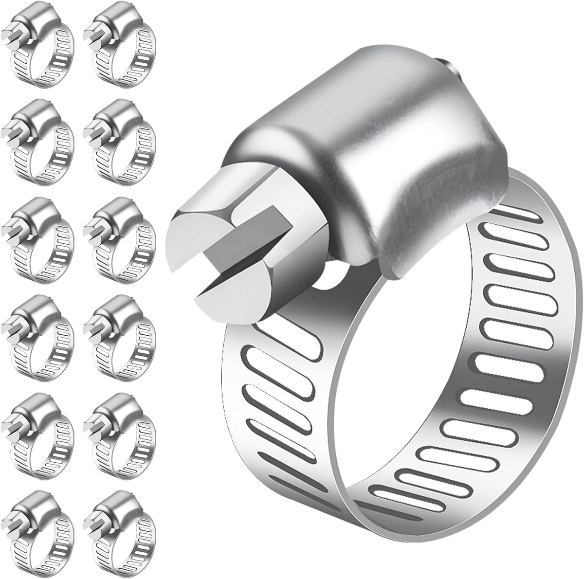 Bolatus Hose Clips 21-38 mm, 12 Pcs Hose Clamp Stainless Steel 304