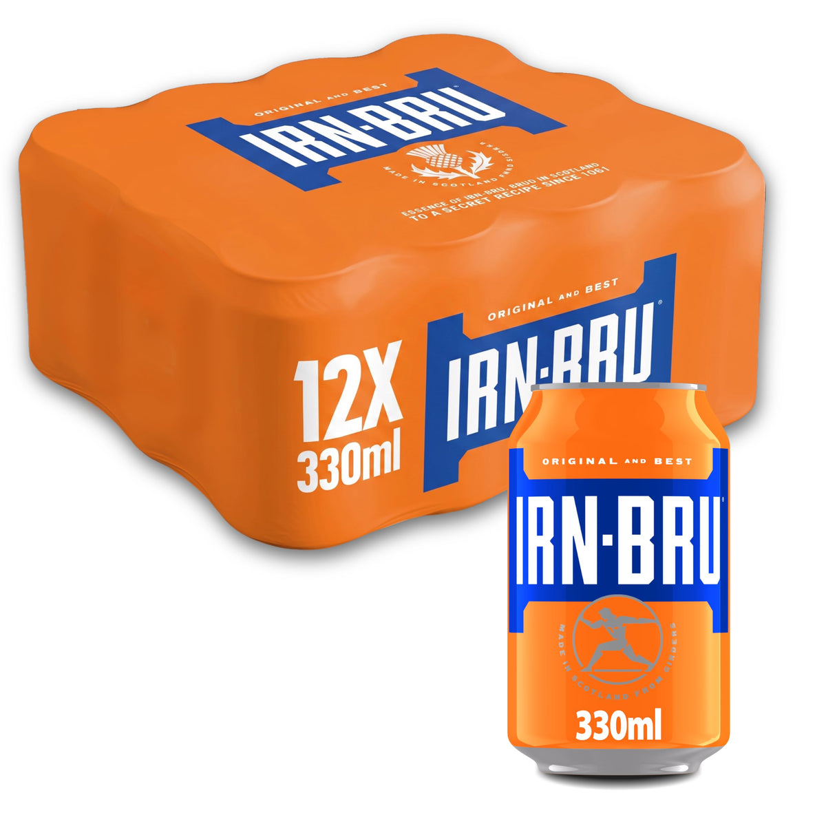 IRN-BRU Carbonated Soft Drink, 24 Pack, 330ml Cans