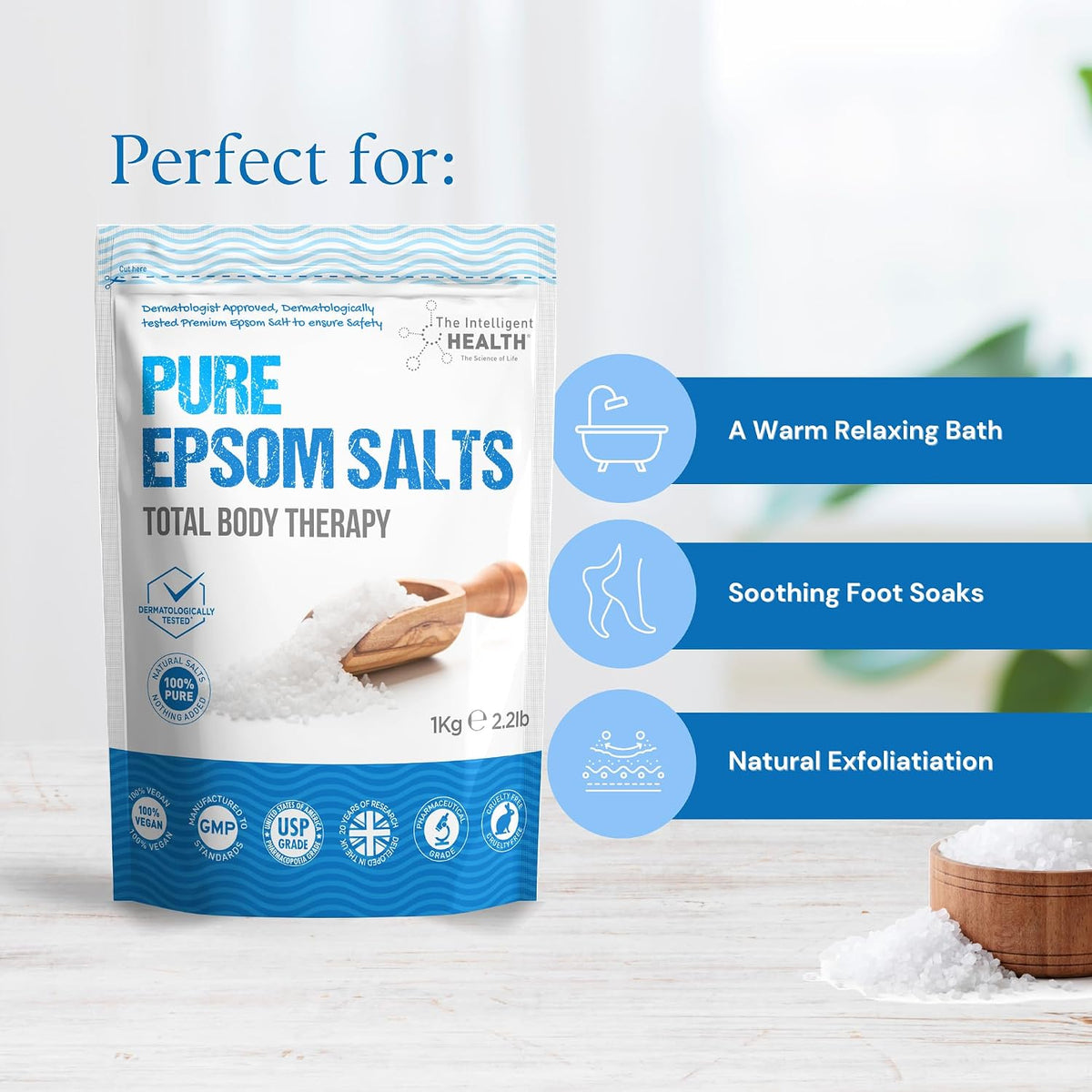 Magnesium Sulphate Bath Salts Soak, Muscle Magnesium Epsom Salts, 1kg