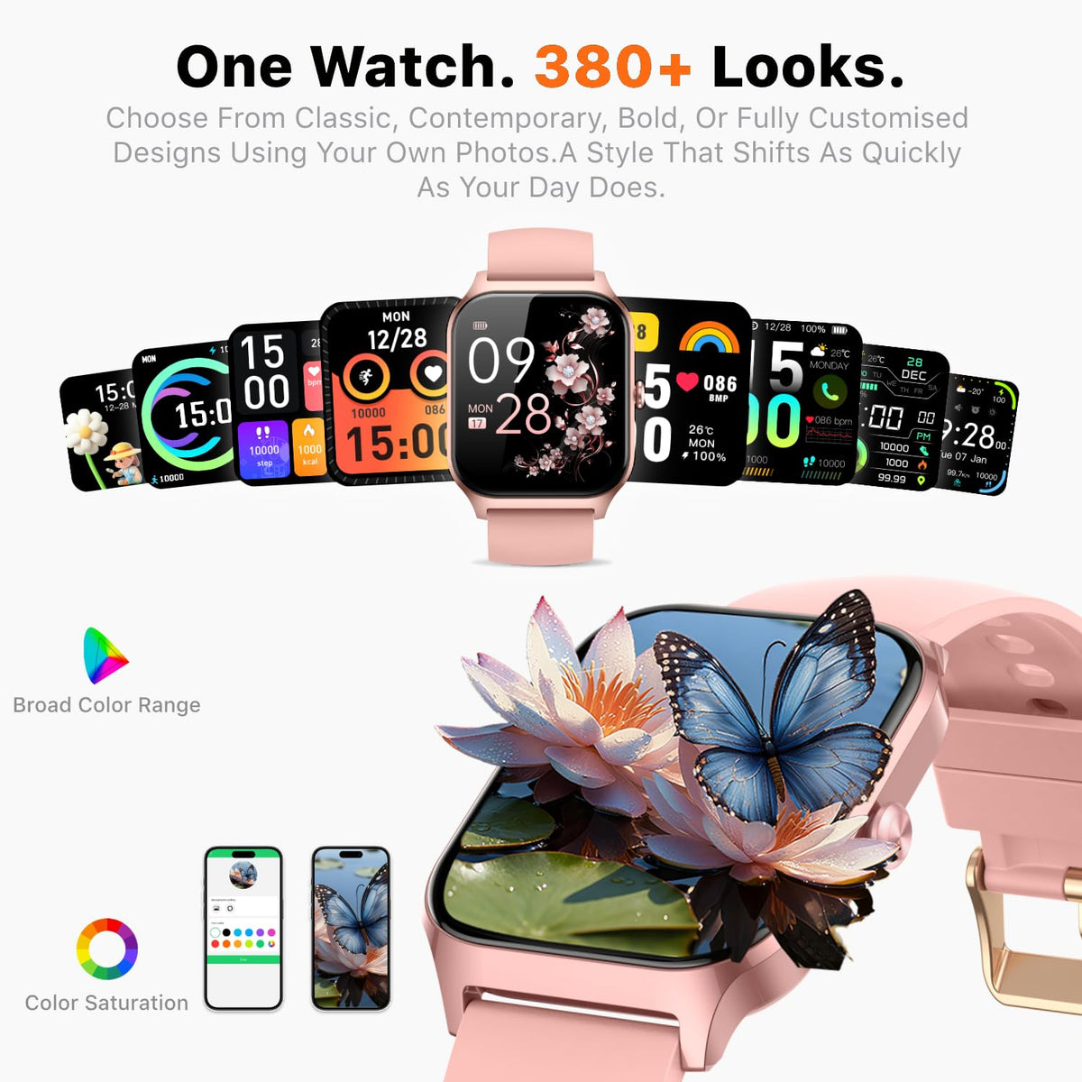 Smart Watch for Women Men - Answer/Make Call, Fitness Tracker Smartwatch for Android iPhone Compatible, Sleep Female Cycle, 120+ Sports Modes Step Counter (Blue, 2 Straps)