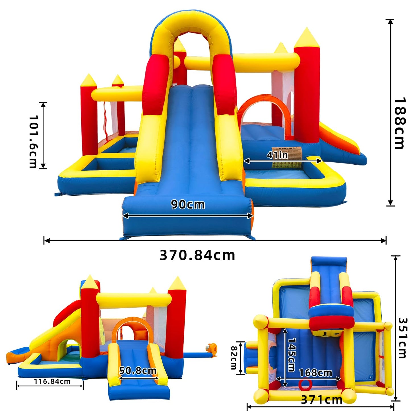 Baralir 7-in-1 Kids Inflatable Bouncy Castle with Blower — 371x351x188cm | Ages 3-10