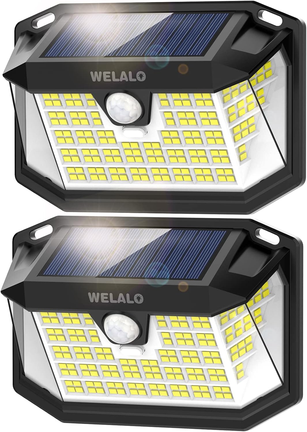 WELALO Solar Security Lights, 188 LED Solar Motion Sensor Lights, IP65 Waterproof Solar Lights Outdoor Garden, 3 Modes PIR Solar Powered Wall Lights for Outside Garden Fence Door Yard (4 Pack)