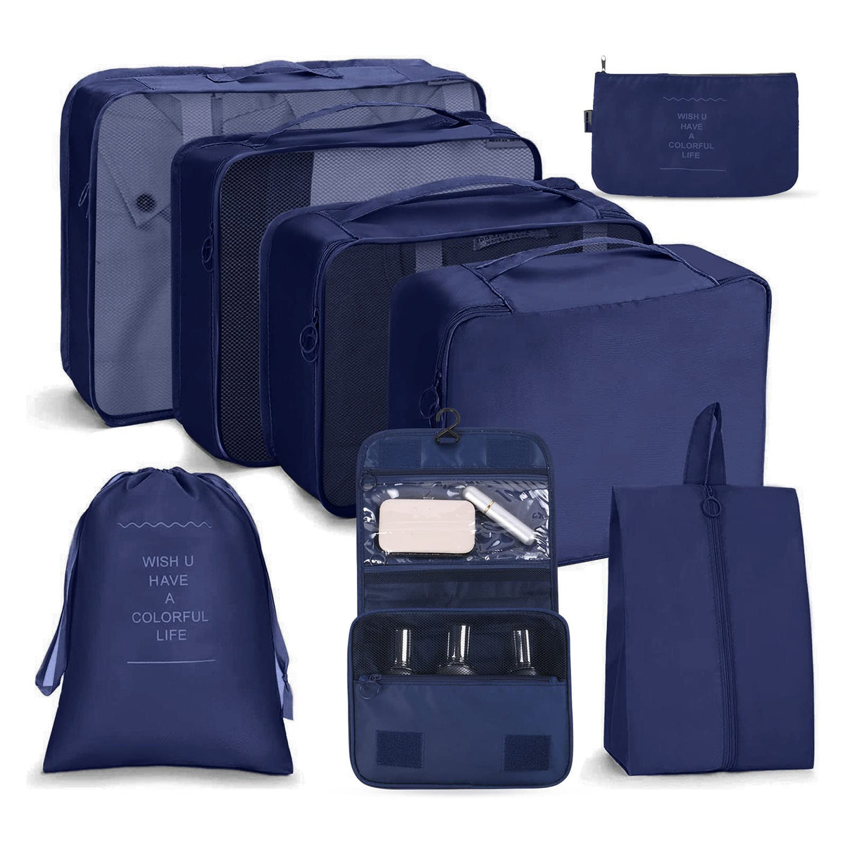 OSDUE Packing Cubes for Suitcase, 8PCS Thickening Travel Organiser Packing Bags Lightweight Travel Accessories Organizers Essentials Clothes Shoes Cosmetics Toiletries Storage Bags