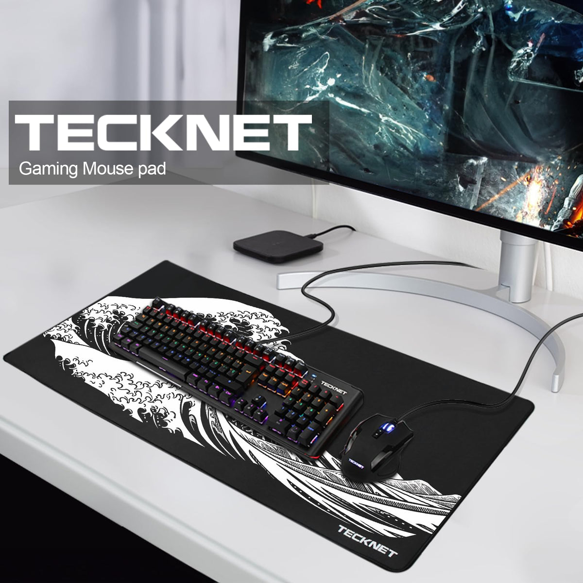 TECKNET Gaming Mouse Mat, 900x400x3mm Large Mouse Pad - Black
