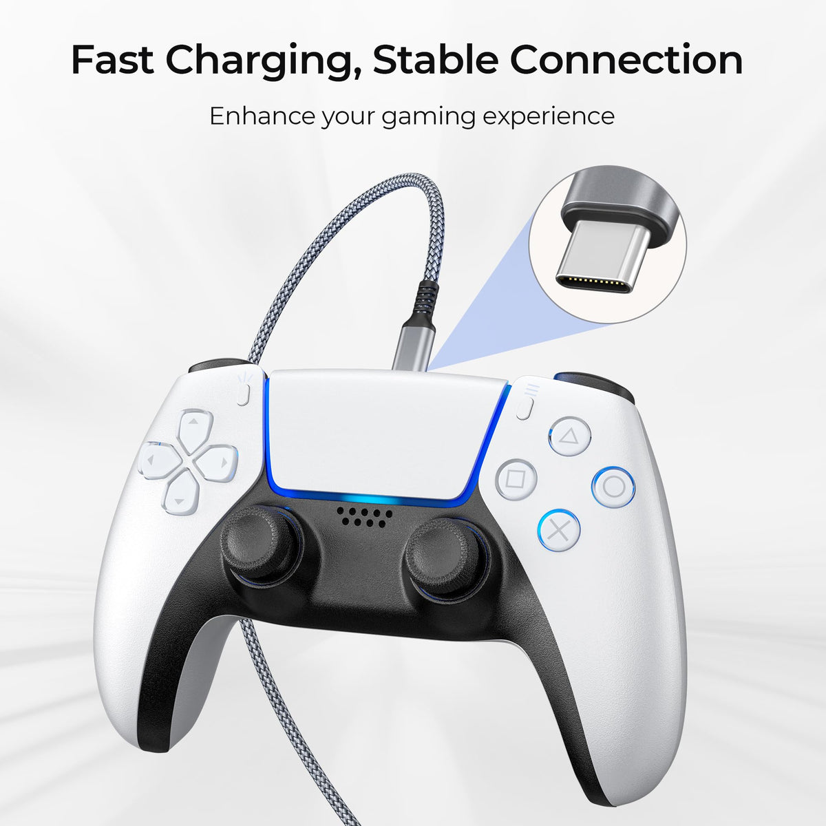 BASESAILOR Charger Cord for PS5/PS5 Pro Controller,Xbox Series X/S 2M 2Pack
