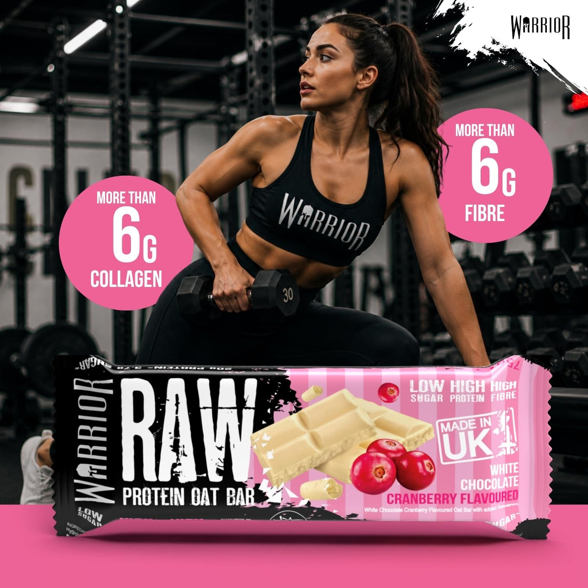 Warrior RAW Protein Bars 12 x 75g High Protein Oat Flapjack Snack