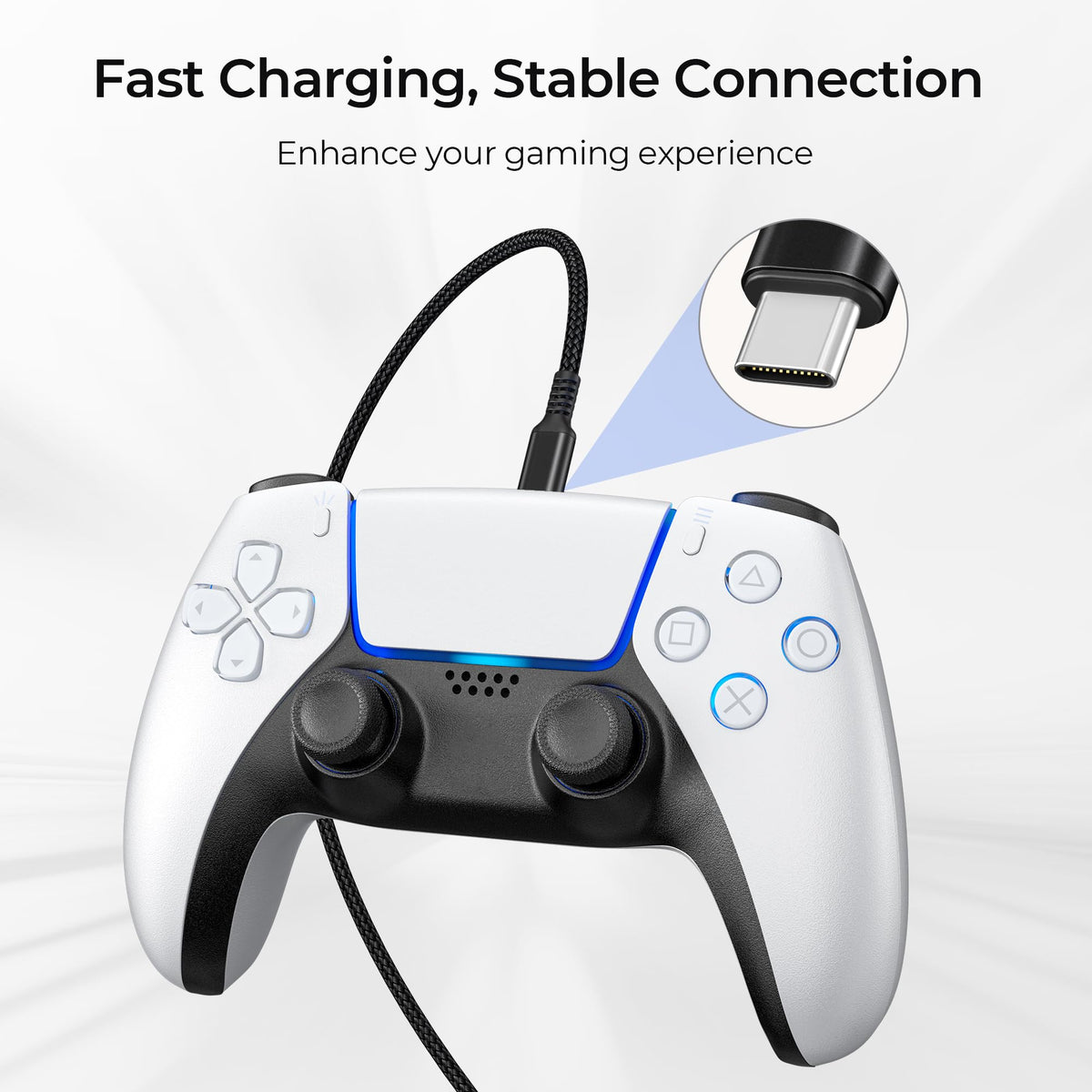 BASESAILOR Charger Cord for PS5/PS5 Pro Controller,Xbox Series X/S 2M 2Pack