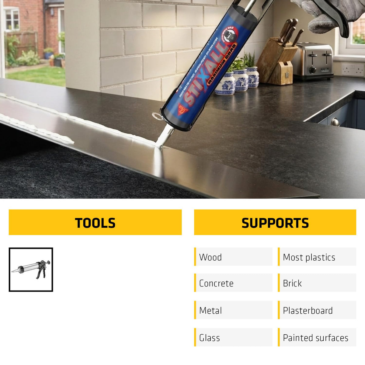 Sika Stixall Extreme Power Sealant And Adhesive, Crystal Clear, 290ml