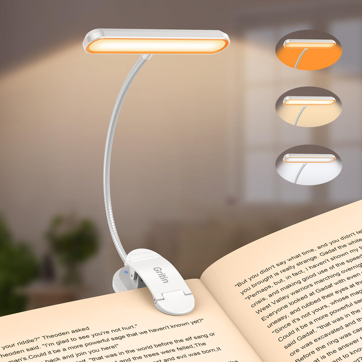 Gritin 19 LED Rechargeable Book Light for Reading in Bed - Memory Function