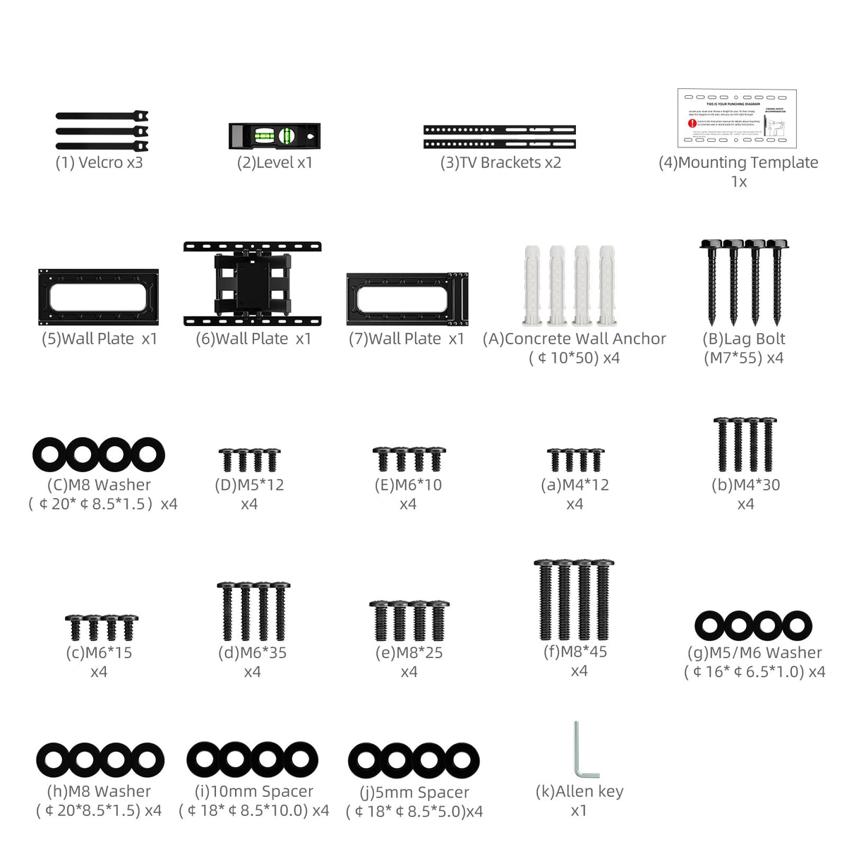 HOME VISION Heavy Duty Fixed TV Wall Bracket for 32-86 Inch Flat Screens