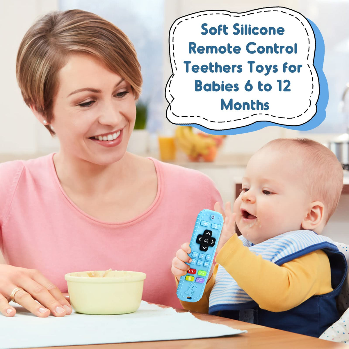 AiTuiTui Baby Teether for Teething Relief Baby Toys 0 3 6 9 12 Months, Sensory Silicone Remote Control Baby Teether Toy for Babies Newborn Infant Boy Girl Autism Toys for Baby Gifts