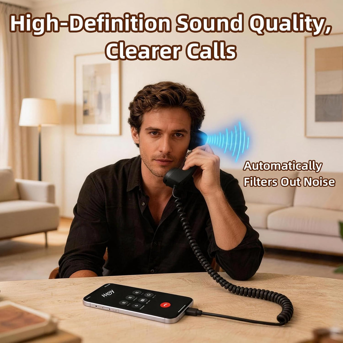 Retro Phone Handset for iPhone & Android, 2026 New Type-C Wired Receiver with Microphone & Speaker (2Pcs(Black and Red))