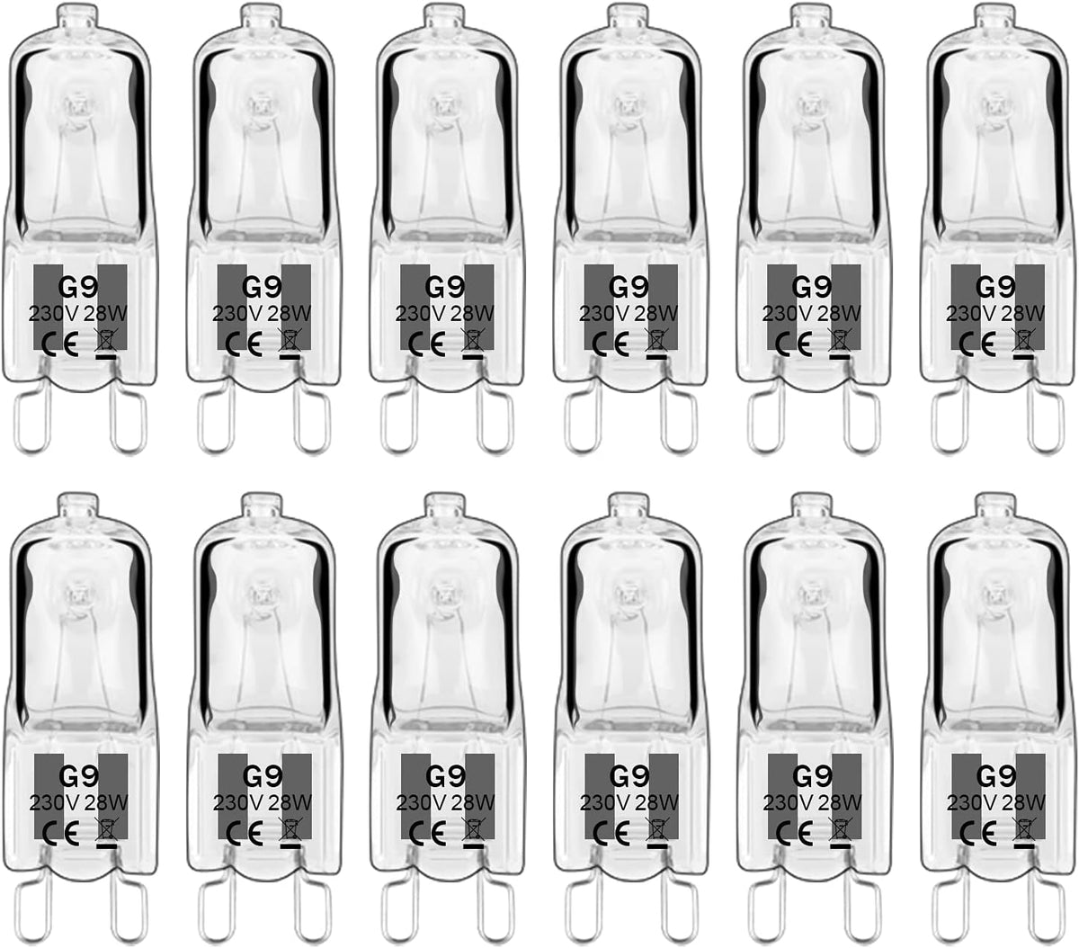 Haraqi 12 Pack G9 Halogen Bulbs 28W 230V 2800K Warm White 310Lm