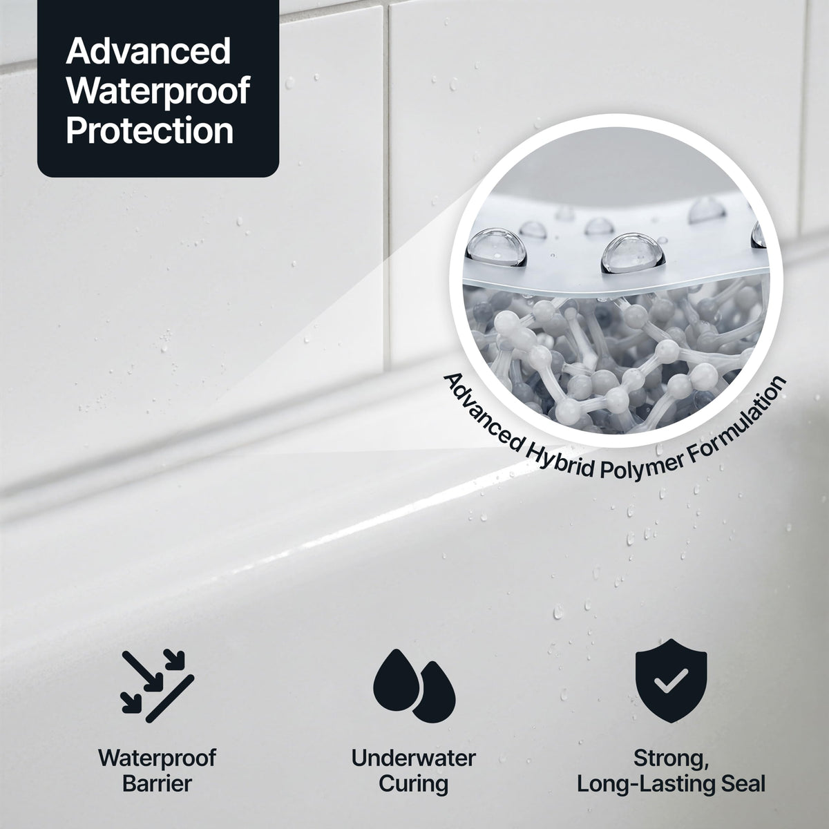 Hemway Kitchen & Bathroom Crystal Clear Sealant & Adhesive 300ml 3 Pack
