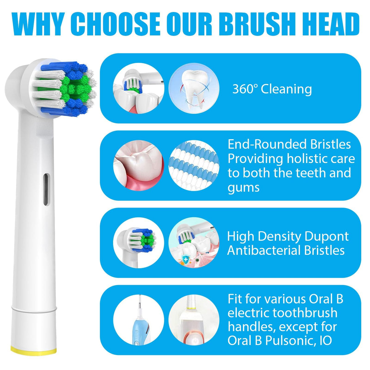 20 Pack Toothbrush Replacement Heads Black Compatible with Oral B Professional Soft Clean Electric Toothbrush Head Heads Refill Pro 500/1000/1500/3000/3757/5000/7000/7500/8000