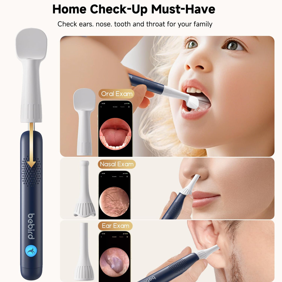 BEBIRD R1 Ultra Ear Wax Removal Camera, Ear Cleaner with Tweezers & Dropper, Visual Wax Remover Ear Pick for Family-Black