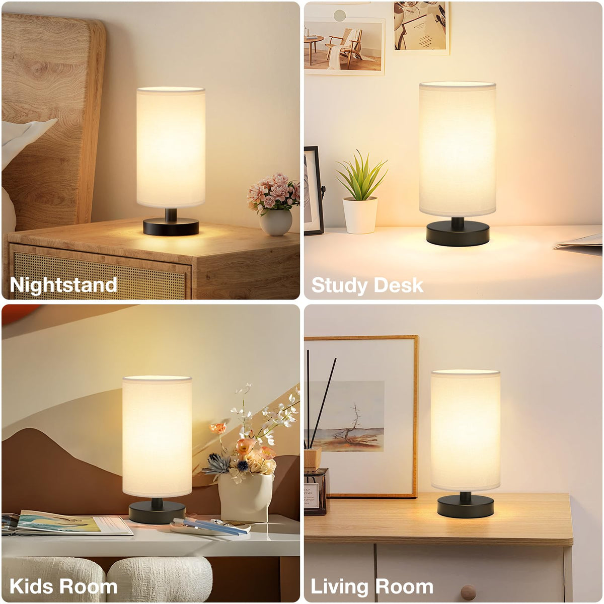 Aooshine Bedside Lamps, 3000K Warm Table Lamp for Bedroom Living Room