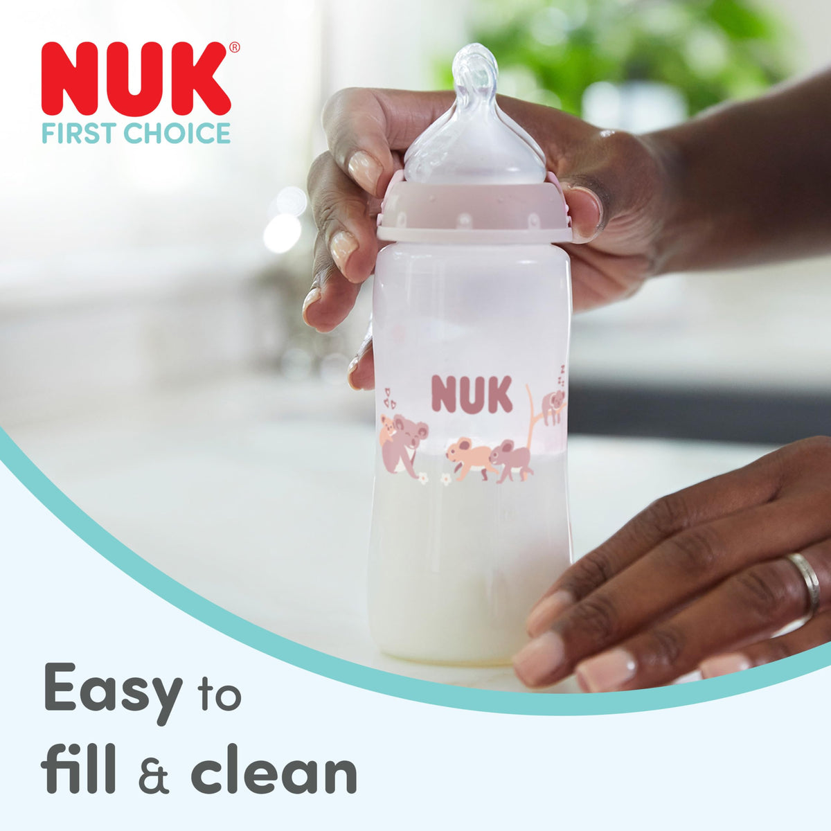 NUK First Choice+ Baby Bottles Set | 0-6 Months | Temperature Control | Anti Colic Vent | 300 ml | BPA-Free | Silicone Teat | 3 Count | Safari
