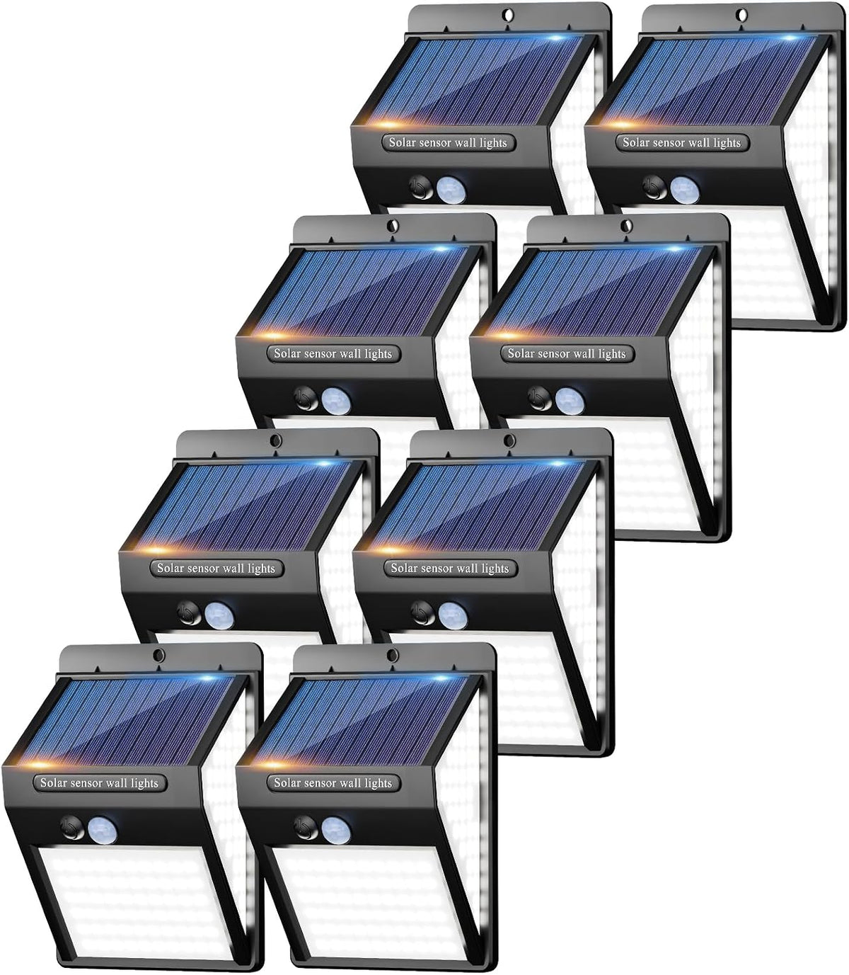 litogo [4 Pack White Frame 140LED Solar Security Lights Outdoor, Solar Motion Sensor Lights 270ºWide Angle Waterproof Solar Powered Durable Wall Lights Outside 3 Modes