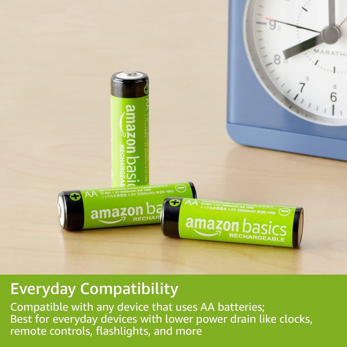 Amazon Basics 12-Pack Rechargeable AAA NiMH Performance Batteries, 800 mAh, 1.2V, Recharge up to 1000x Times, Pre-Charged