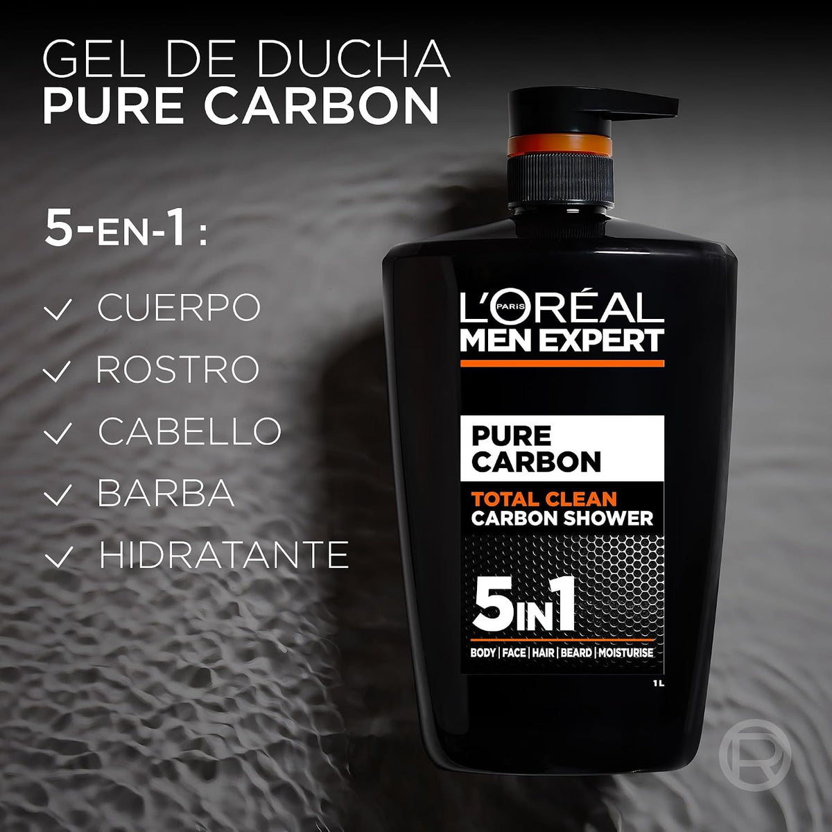 L'Oréal Paris Men Expert Shower Gel Pure Carbon 5-in-1 Body XXXL 1L Pump