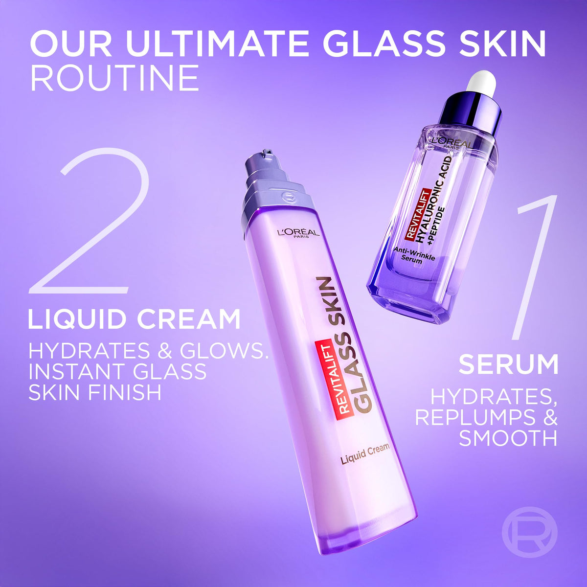 L'Oreal Paris Glass Skin Moisturiser, Revitalift Filler Liquid Cream 50ml