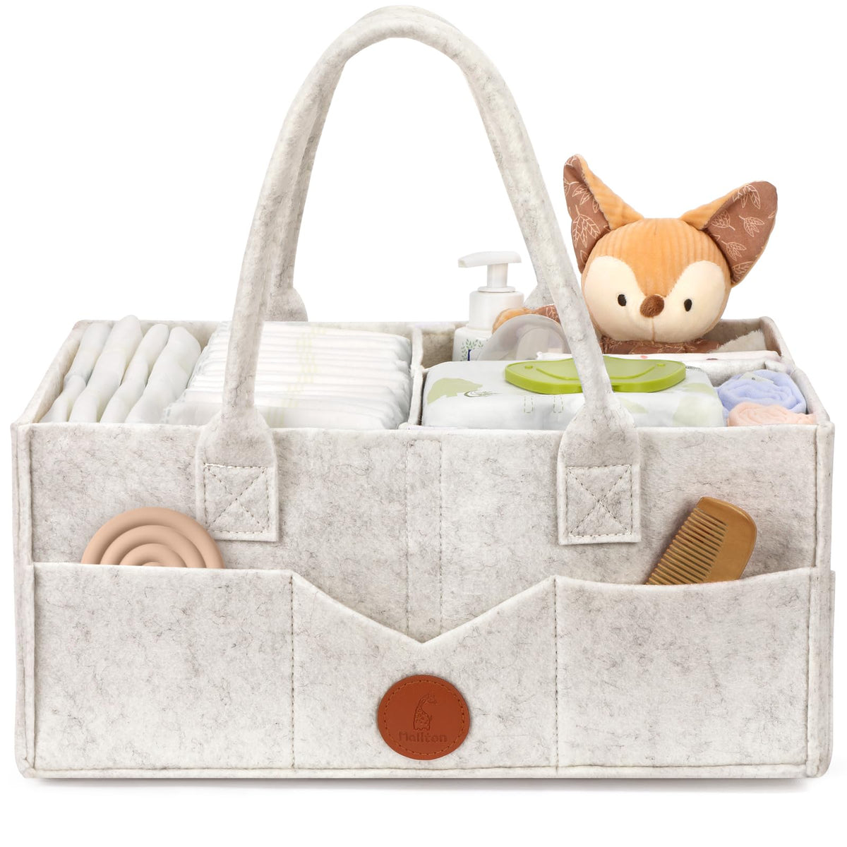 Maliton Nappy Caddy Organiser with 8 Pockets & Removable Dividers (Khaki)