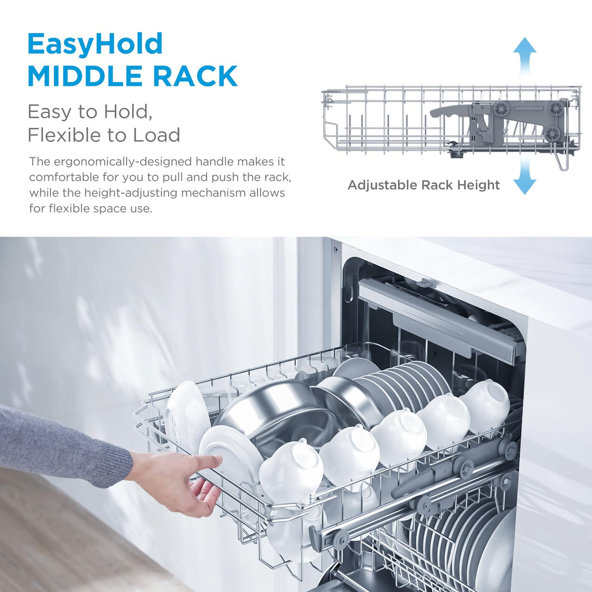 Midea 60cm Freestanding Dishwasher, 14 Settings, Stainless Steel