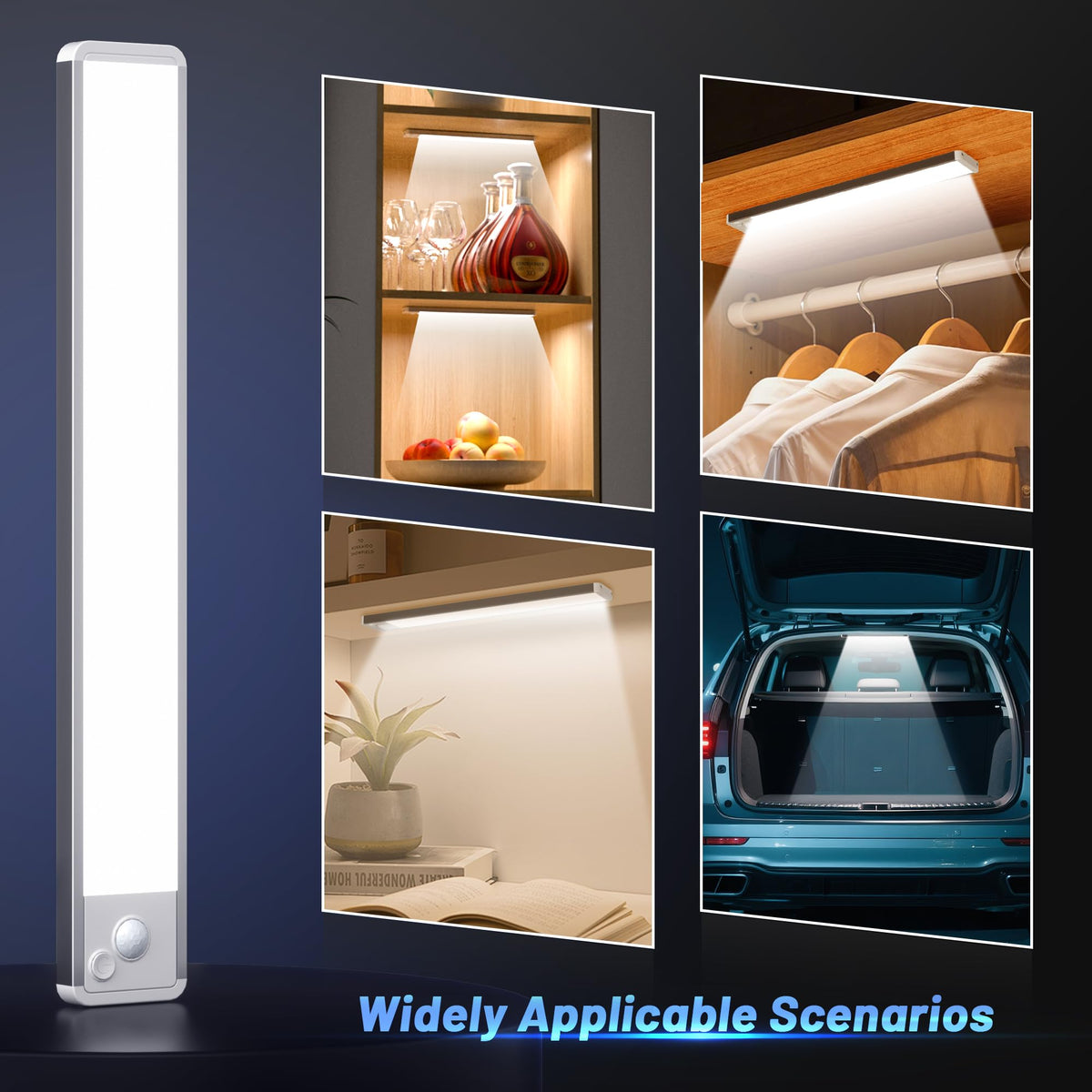 5-Pack Motion Sensor LED Under Cabinet Lights, 20cm Adjustable Kitchen Drawer Lighting with 3 Colour Temperatures for Wall Cabinets and Shelves