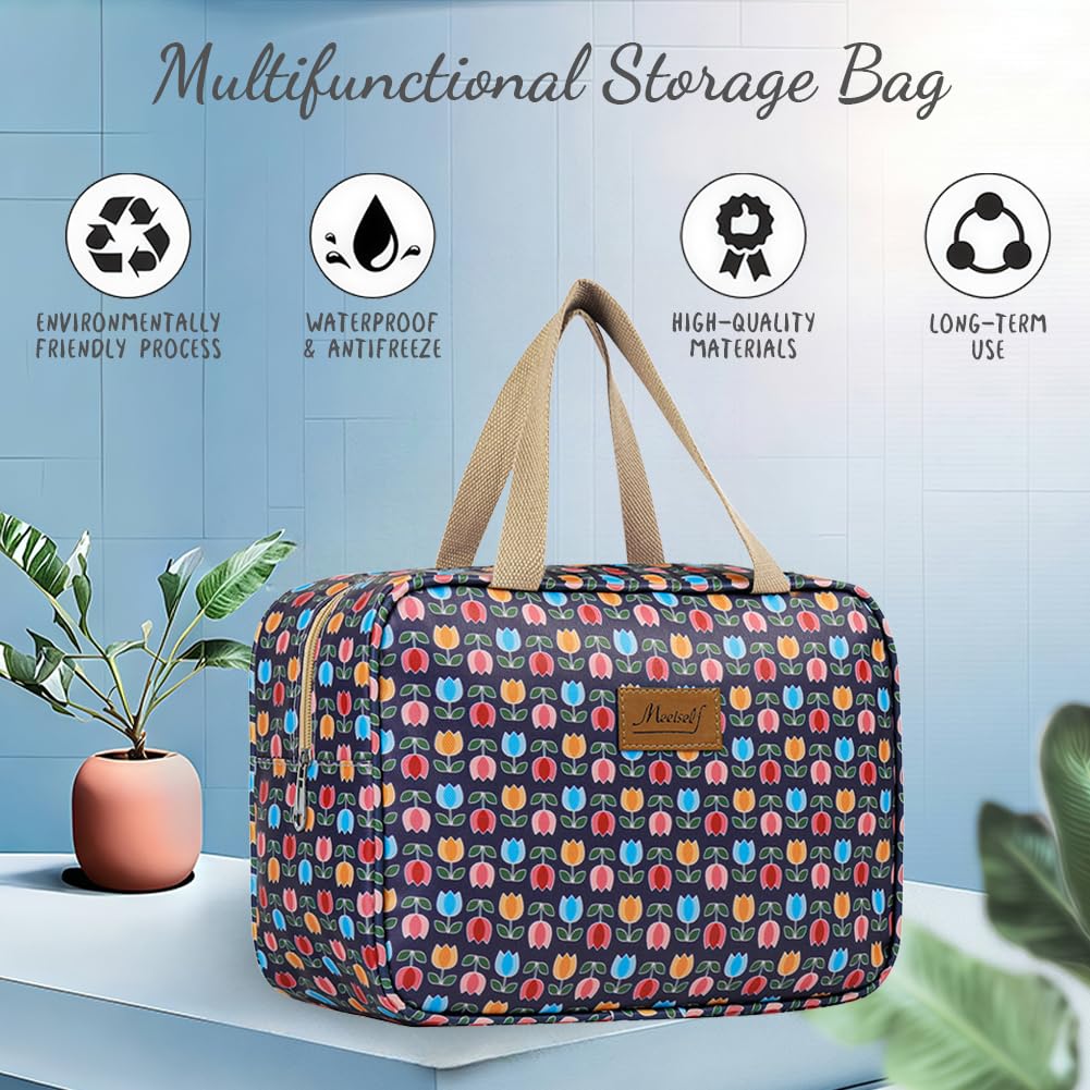 Aucuu Toiletry Bag, Large Full Size Toiletry Bag, Travel Hand-Held Make up Wash Bags, Portable Waterproof Toile-Try Kit, Bathroom Storage Case, Cosmetic Organizer for Travel, Camping for Women Girl
