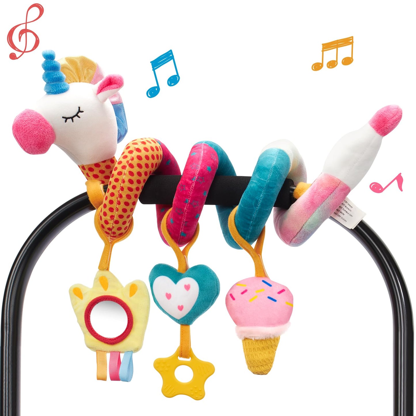 Hahaland Unicorn Spiral Toys for Baby Stroller, Car Seat, Stroller, Cot - 0-6 Months Baby Girl Boys Shower Gifts