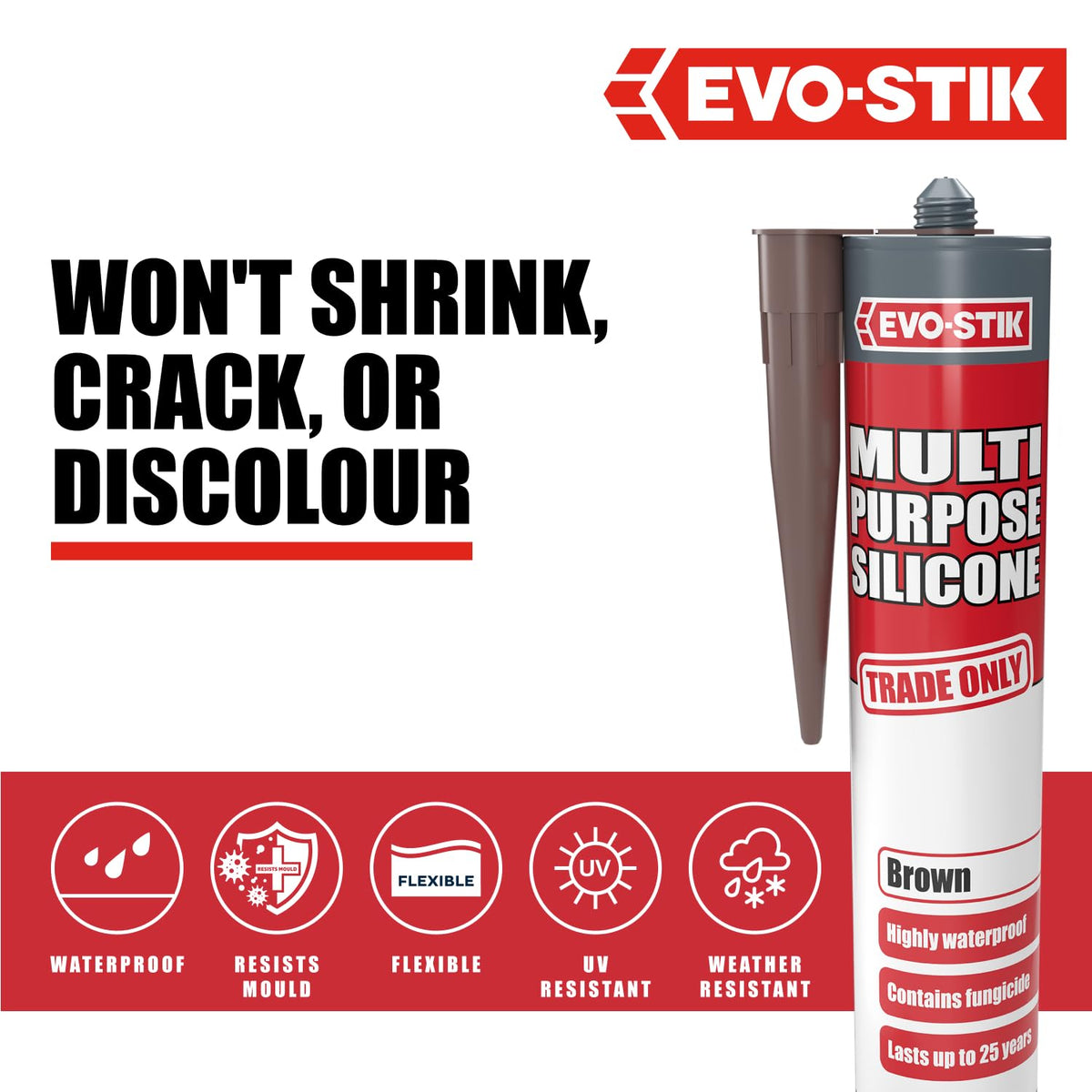 EVO-STIK Multipurpose Silicone Sealant Clear - Waterproof - Mould Resistant