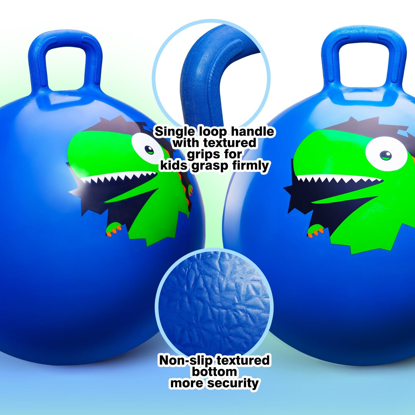 Vastoy 20 Inch Space Hopper Ball for Kids 6-9 Years - Anti-Slip Space Hopper with Hand Pump, Bouncy Inflatable Ride On Toy for Indoor Outdoor Fun, for Children (Blue Eyes)