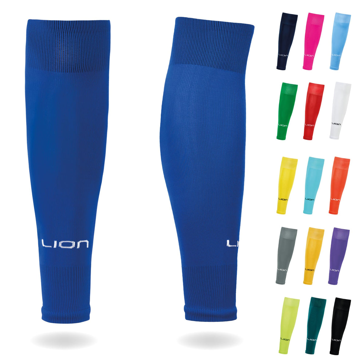 LION SPORTSWEAR Football Sock Sleeves To Accompany Grip Socks - Fits Over Calf/Shin Pads - Variety Of Colors To Match Your Team Kit