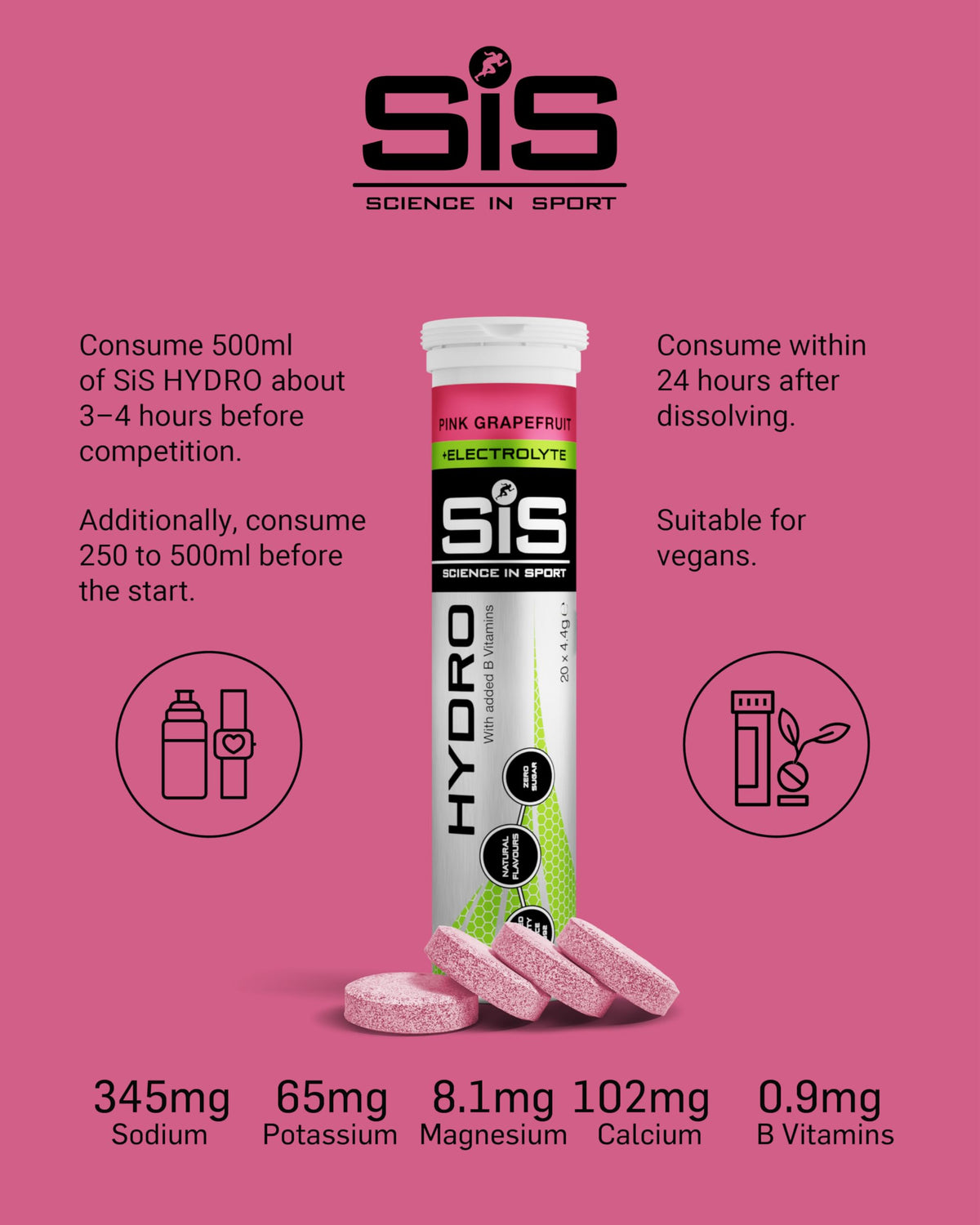 Science in Sport Hydro Electrolyte Tablets, Berry, 20 Tablets