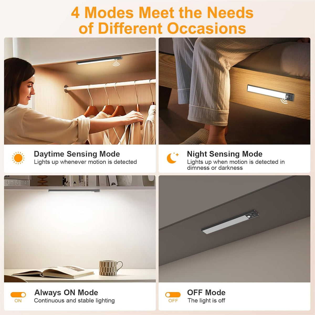 Gritin Under Cabinet Kitchen Lights Rechargeable 2 Pack-3 Color Temps