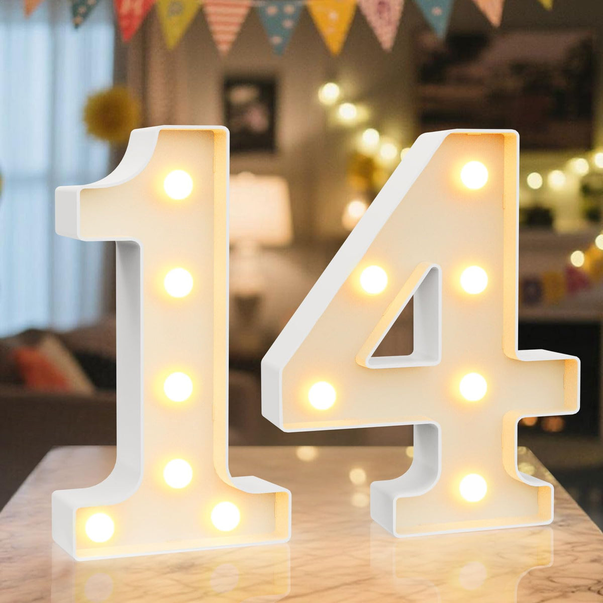 Ledido Pink Glitter Light Up Number 80 for 80th Birthday Decorations
