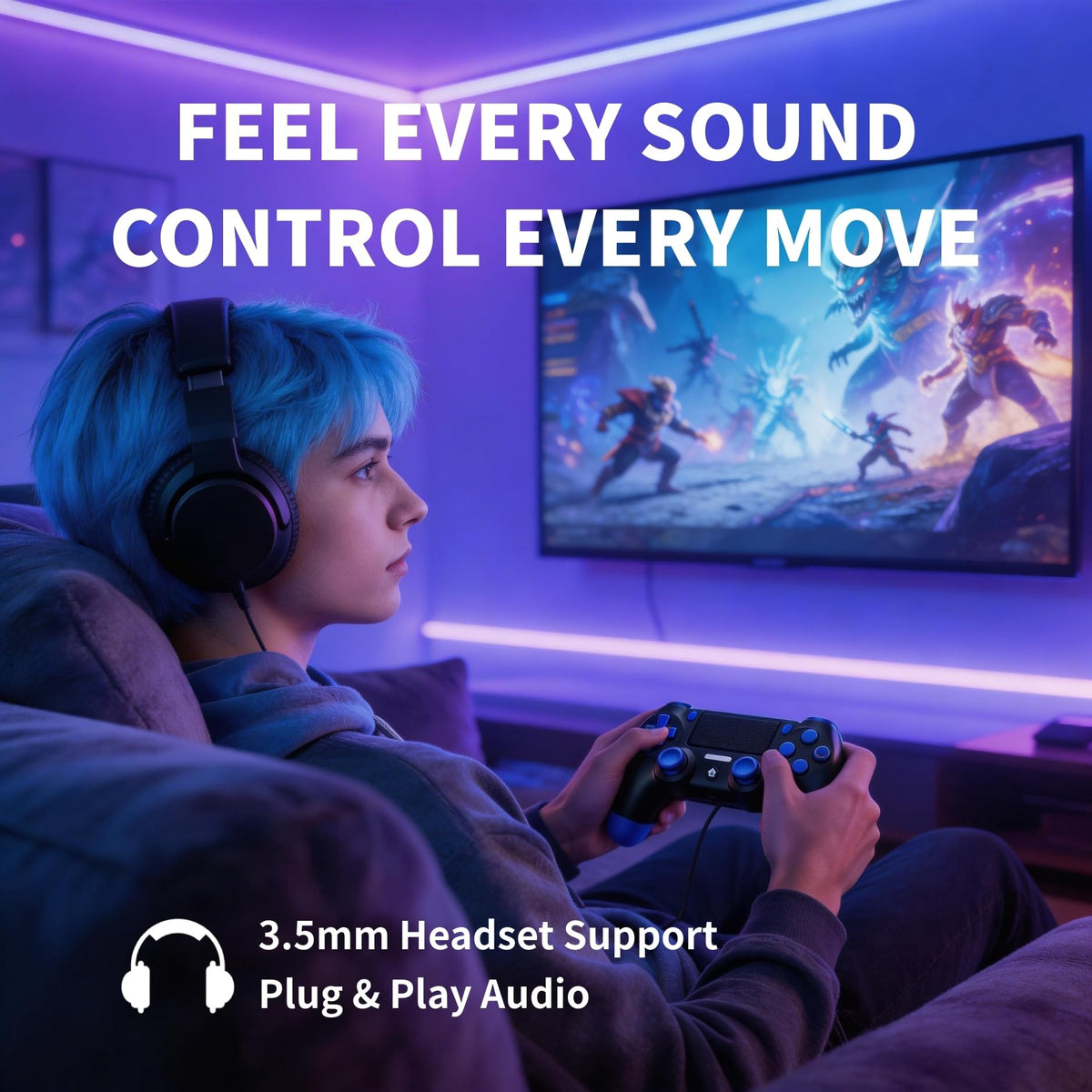 BJXOZ Wireless Controller for PS4 Controller, Gamepad with USB-C Port