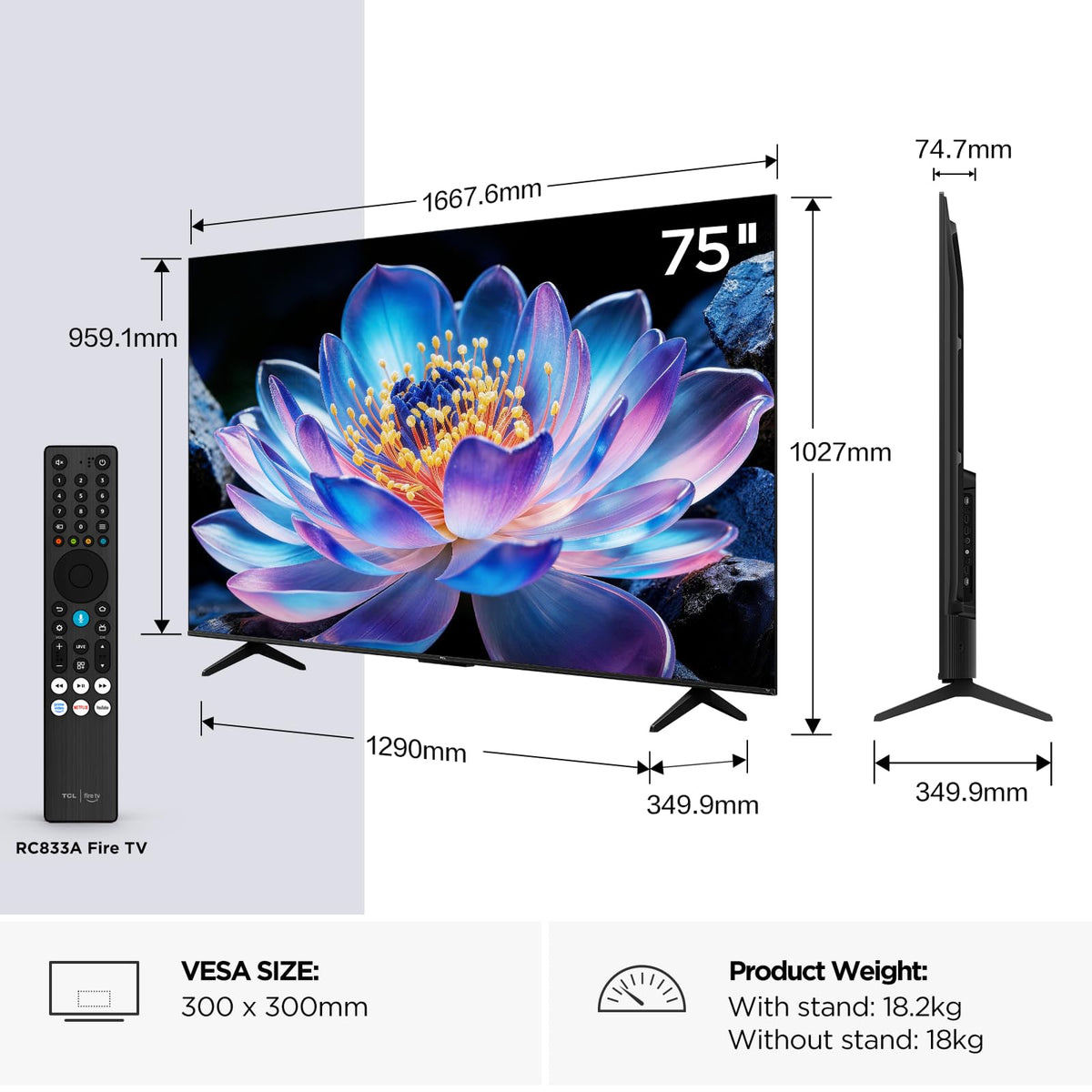 TCL 50V6D-UK 50 Inch 4K HDR, Fire TV, HDR10+, Dolby Atmos, DTS:X, Game Master, Motion Clarity, AirPlay 2, Press & Ask Alexa (2026 New Model)