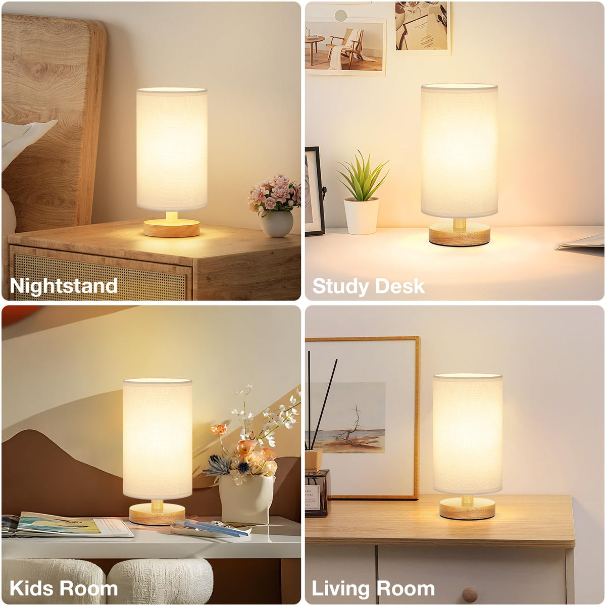 Aooshine Bedside Lamps, 3000K Warm Table Lamp for Bedroom Living Room
