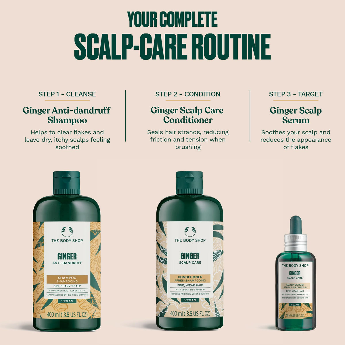 The Body Shop Ginger Scalp Care Conditioner (1x 250ml), Conditioner for Dry, Flaky Scalp, Helps Seal Hair Strands & Reduce Friction, Use After Shampoo, Vegan Haircare