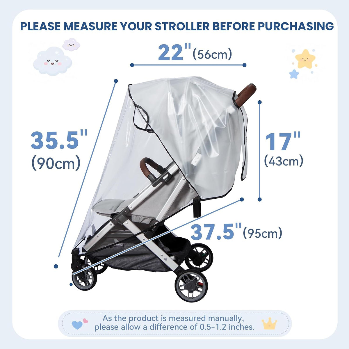 Bemece Universal Rain Cover for Pushchair, Breathable & Transparent