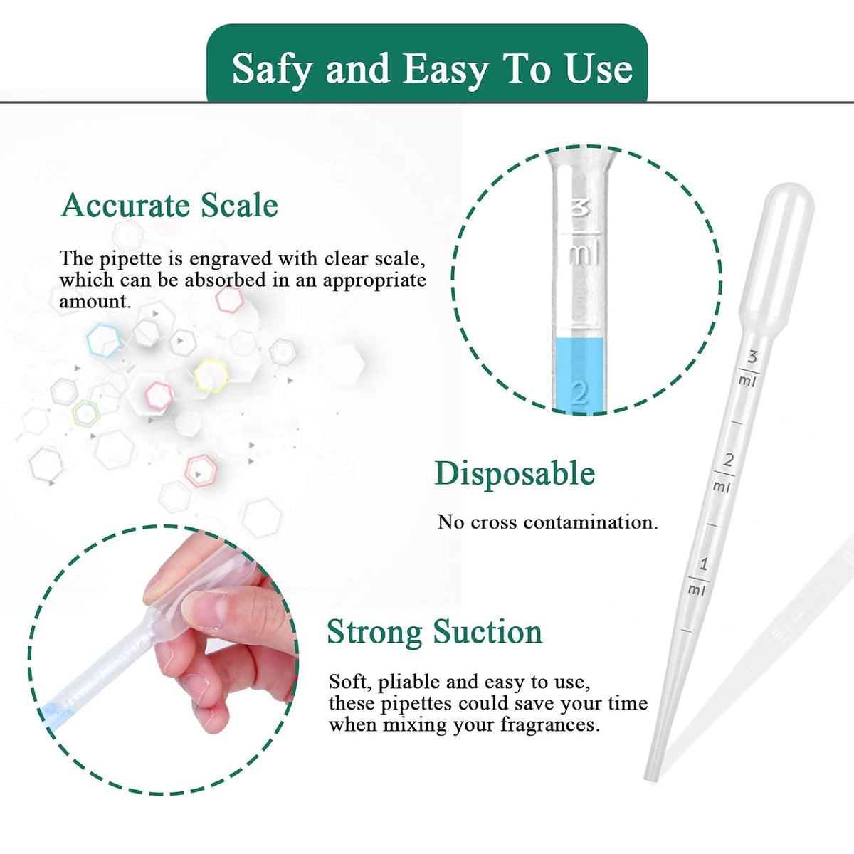 moveland 𝟭𝟬𝟬𝟬𝗣𝗰𝘀 𝟯𝗺𝗹 Dropper Pipettes- Plastic Transfer Pipette for Lab Science, Essential Oil, DIY Art, Medicine - Excellent Suction Without Leakage