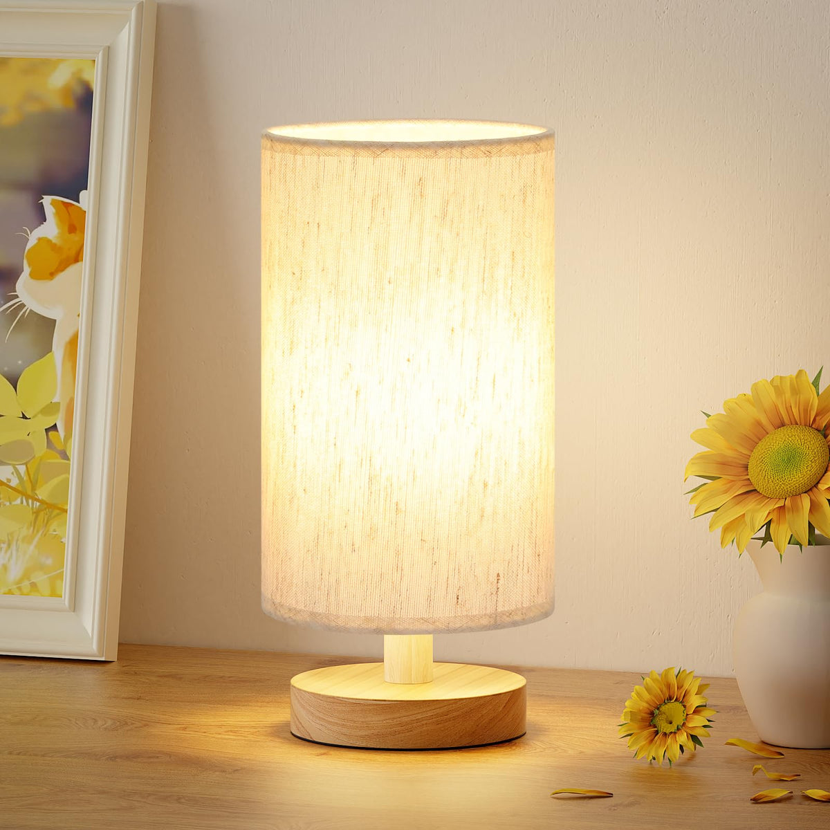 Aooshine Bedside Lamps, 3000K Warm Table Lamp for Bedroom Living Room