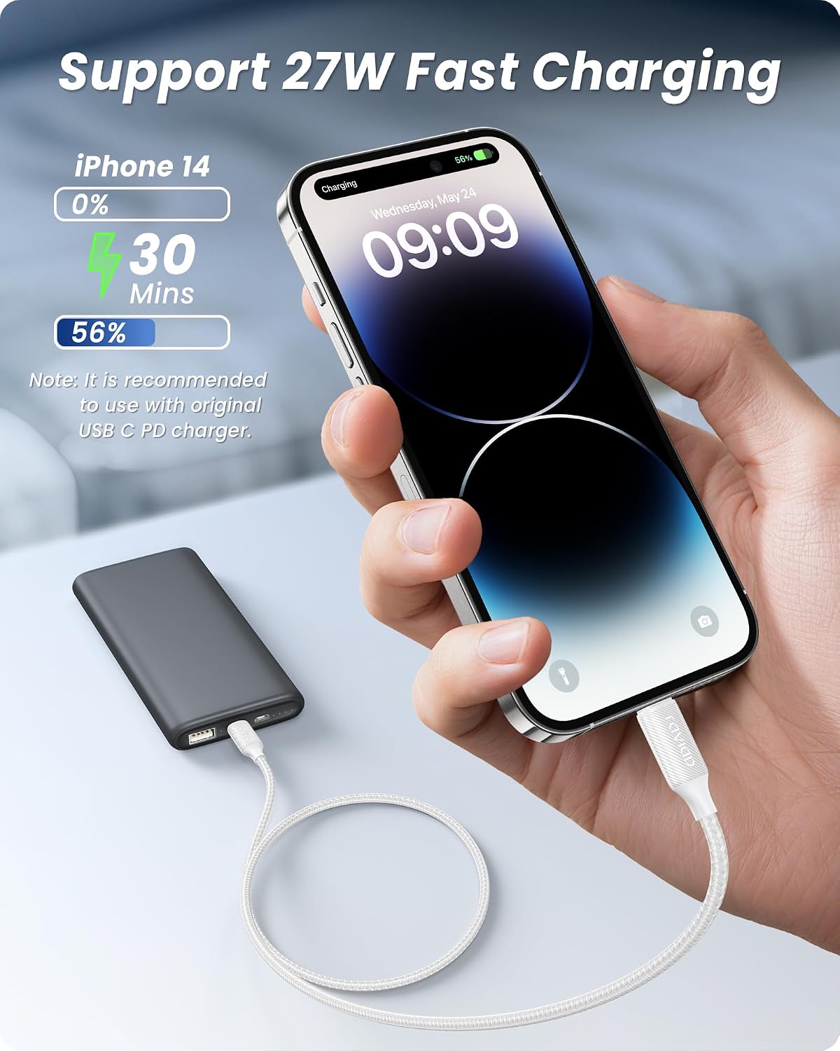RAVIAD USB C to Lightning Cable 1M [MFi Certified]iPhone Fast Charger Cable