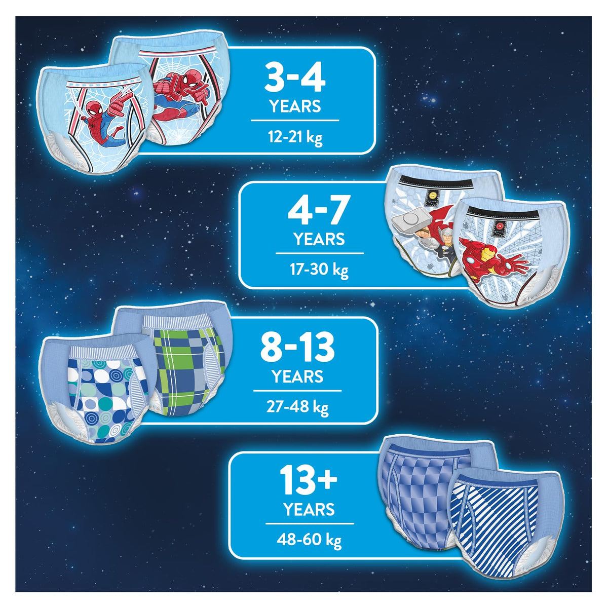 HUGGIES DryNites, Pyjama Pants, Boys 4-7 Years (17-30KG), 64 x bedwetting Pants, Up to 100% Leak Free Nights