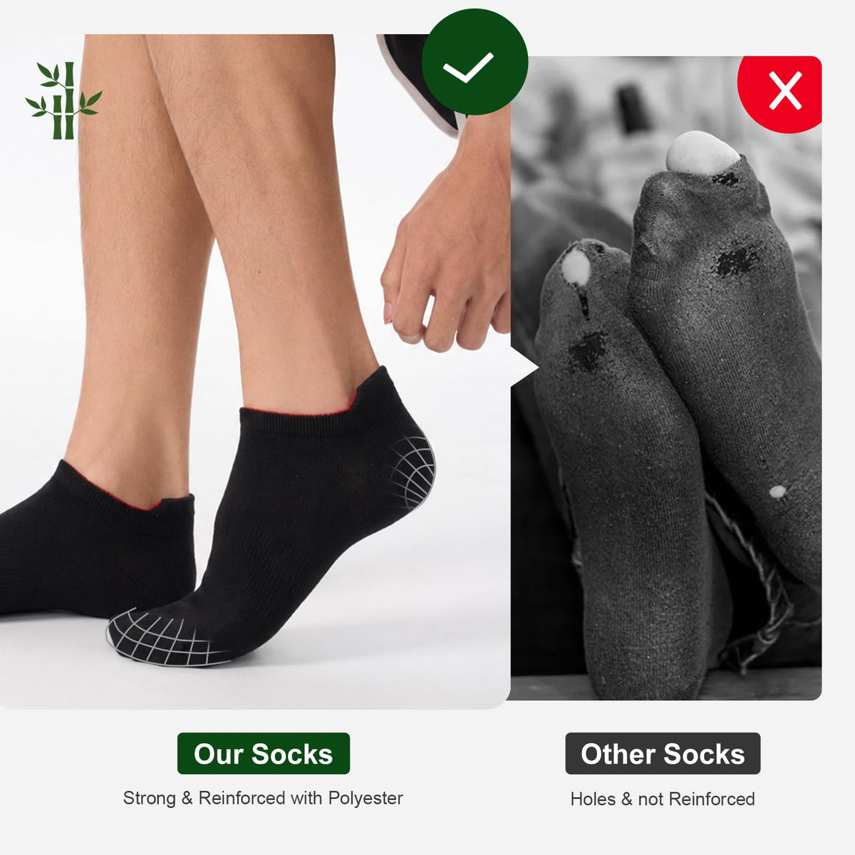 Niorasen Bamboo Trainer Socks for Men & Women, 6 Pairs, Low Cut