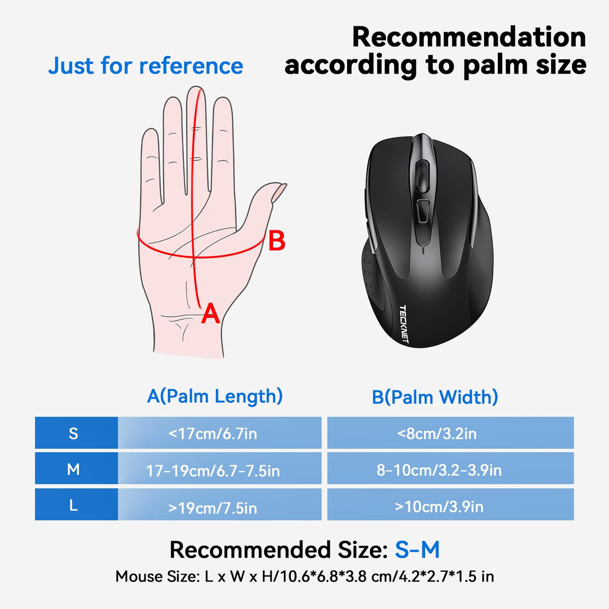 TECKNET Bluetooth Mouse, Rechargeable Bluetooth Wireless Mouse