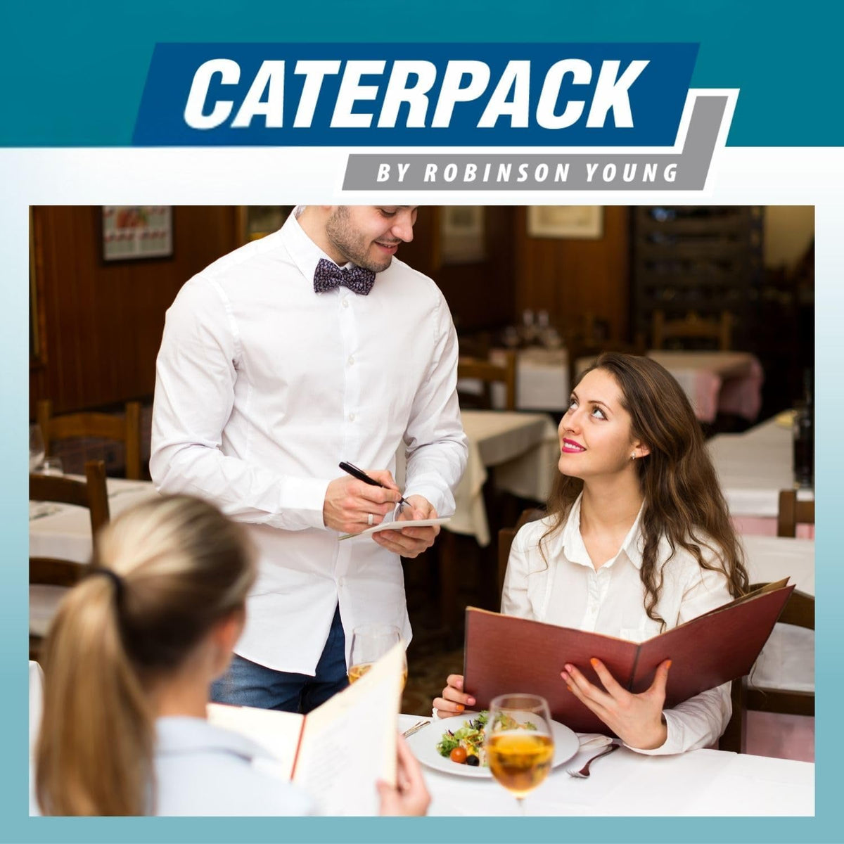 Caterpack - 20 Pack Waiter Order Pads Duplicate Copy - Numbered 1-50, Restaurant Order Pads, Cafe, Bar, Food Service, Hospitality, Duplicate Notepads, Catering Order Books