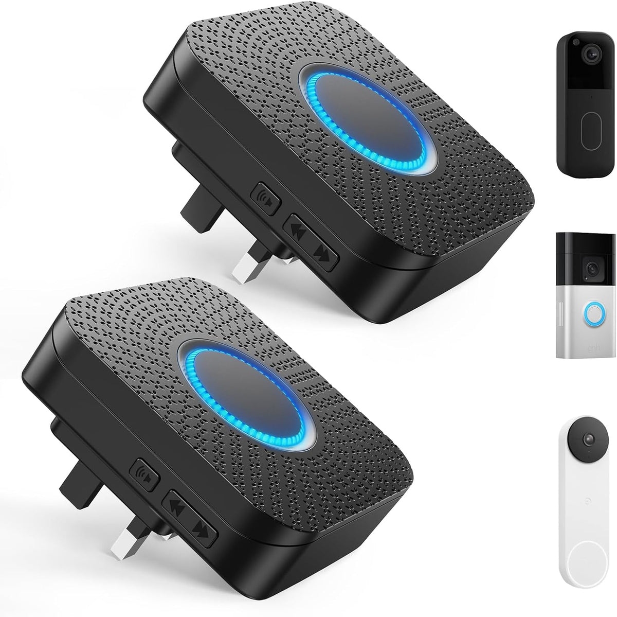 2 Pack Smart Wireless Doorbell Chime, 3 in 1 Doorbell Extender